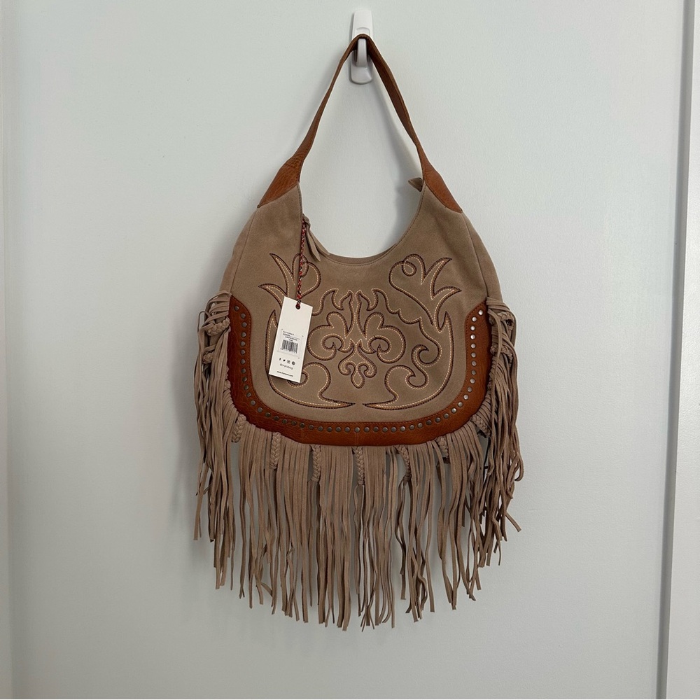 NWT Myra Bag SAGE WHISPER FRINGE LEATHER BAG IN BEIGE - Picture 9 of 14